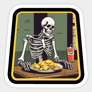 Skeleton eat chips Sticker